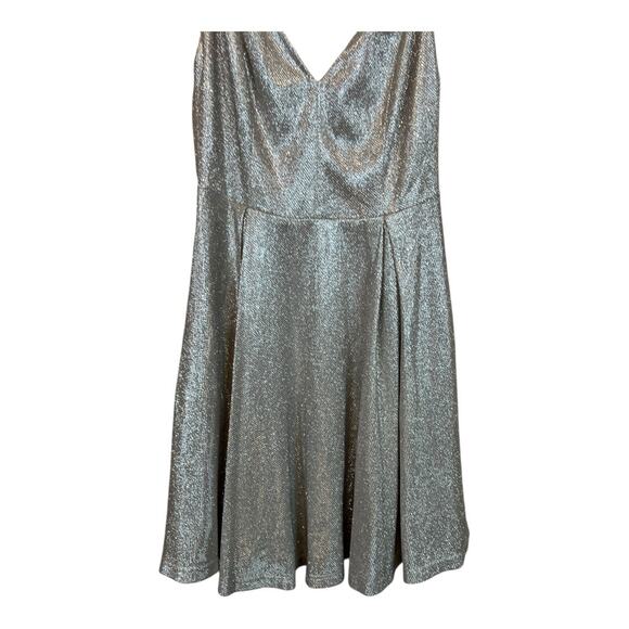 NWT Lulus Lookout Weekend Sparkly Silver Skater Dress S Metallic Fit & Flare - Picture 3 of 10